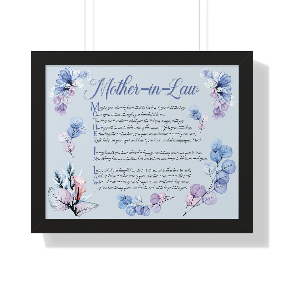 It's Just a Phrase "Mother-in-Law" Framed Horizontal Acrostic Poem Print- Floral