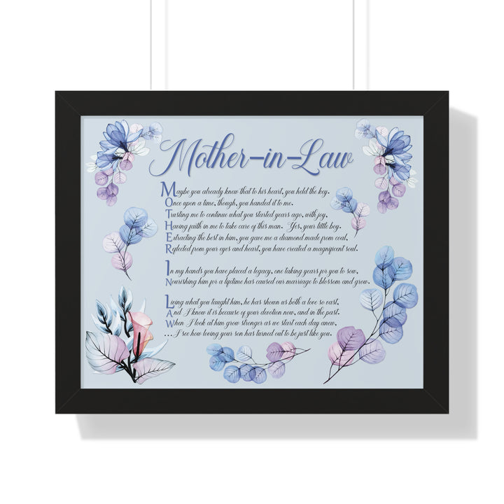 It's Just a Phrase "Mother-in-Law" Framed Horizontal Acrostic Poem Print- Floral