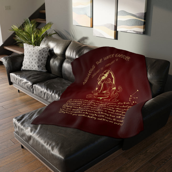 Aquarius Acrostic Poem Velveteen Microfiber Blanket (Two-sided print)