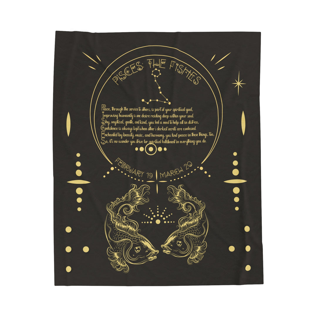 Written in the Stars Velveteen plush blanket with acrostic poem spelling out "Pisces"