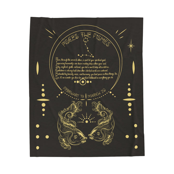 Written in the Stars Velveteen plush blanket with acrostic poem spelling out "Pisces"