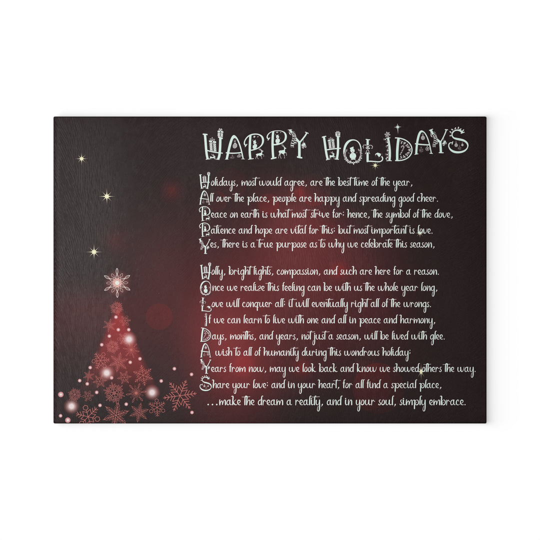It's Just a Phrase Glass Cutting Board - "Happy Holidays" - 2