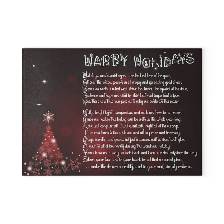 It's Just a Phrase Glass Cutting Board - "Happy Holidays" - 2
