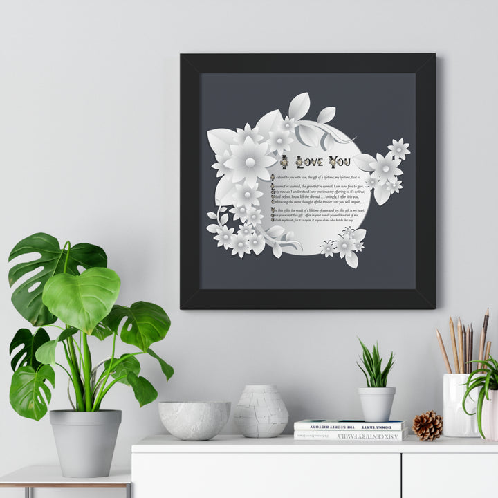 It's Just a Phrase "I Love You" Framed Acrostic Poem Print- Floral