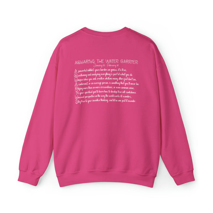 Astrology Sweatshirt with Acrostic Poem Spelling out "Aquarius"