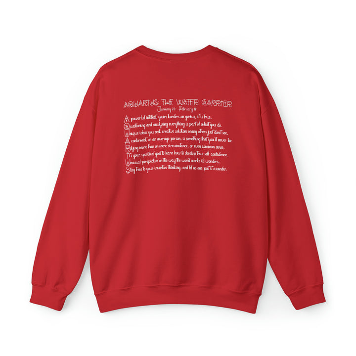 Astrology Sweatshirt with Acrostic Poem Spelling out "Aquarius"