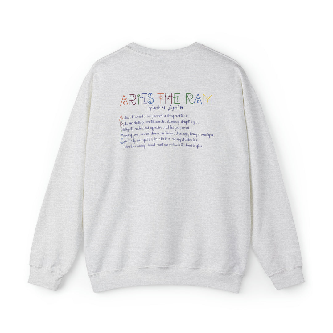 Astrology Sweatshirt with Acrostic Poem Spelling out "Aries"