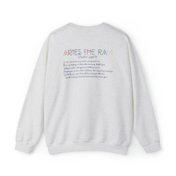 Astrology Sweatshirt with Acrostic Poem Spelling out "Aries"