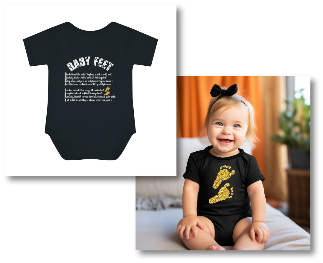 Baby Steps "Baby Feet" Acrostic Poem Bodysuit - Glitter Footprints