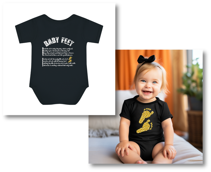 Baby Steps "Baby Feet" Acrostic Poem Bodysuit - Glitter Footprints