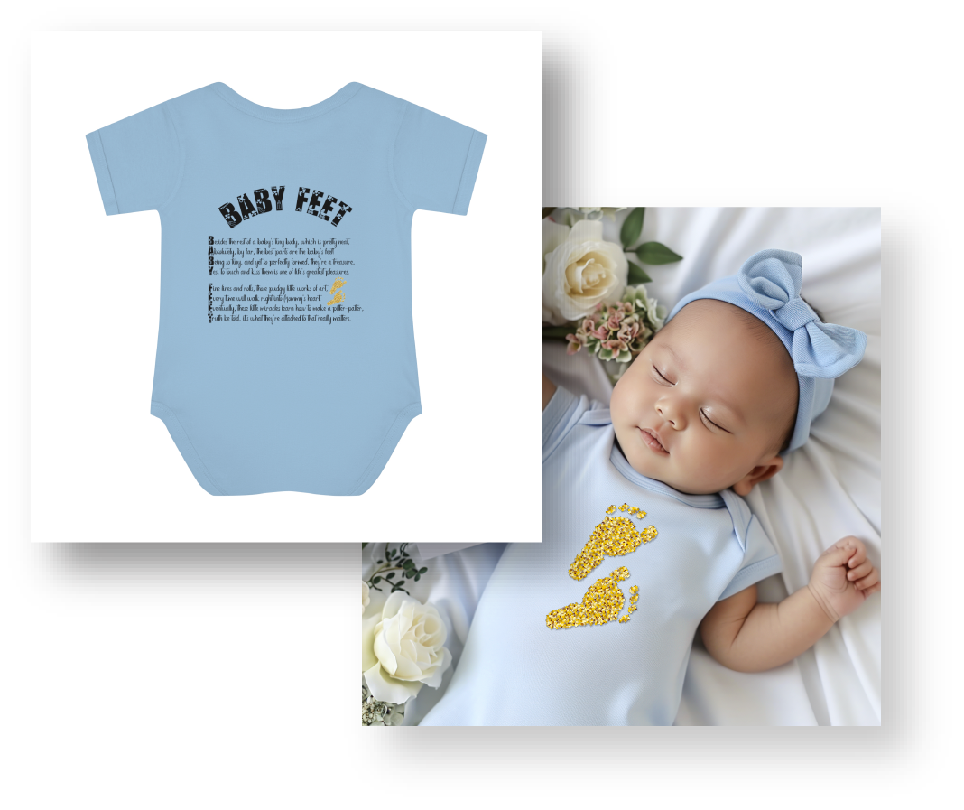 Baby Steps "Baby Feet" Acrostic Poem Bodysuit - Glitter Footprints