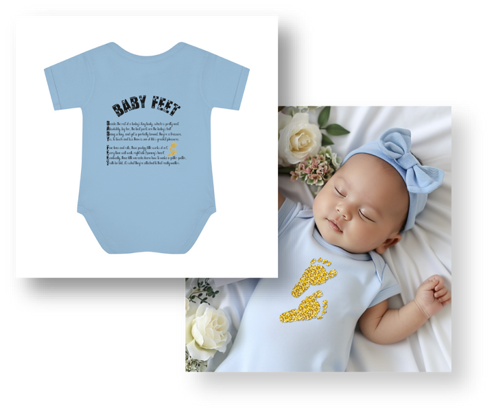 Baby Steps "Baby Feet" Acrostic Poem Bodysuit - Glitter Footprints