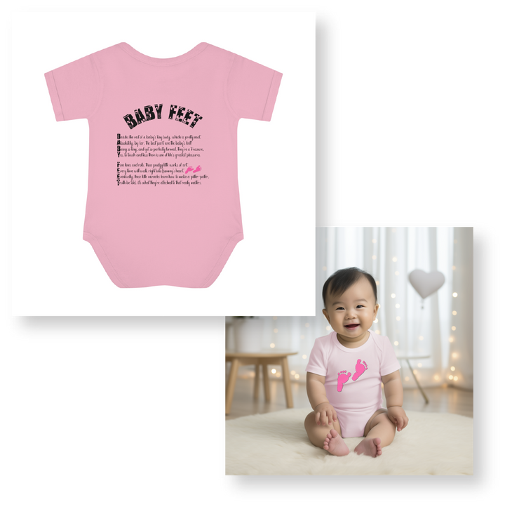 Baby Steps "Baby Feet" Acrostic Poem Bodysuit - Pink Footprints