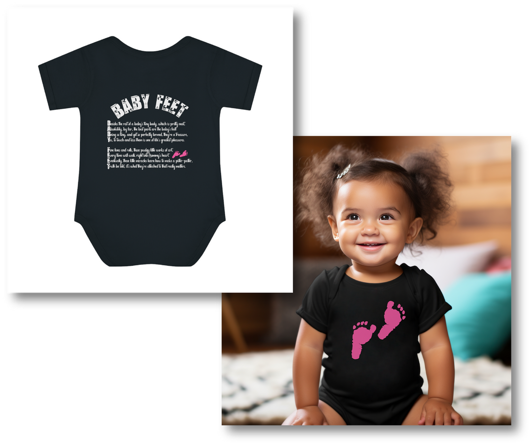 Baby Steps "Baby Feet" Acrostic Poem Bodysuit - Pink Footprints