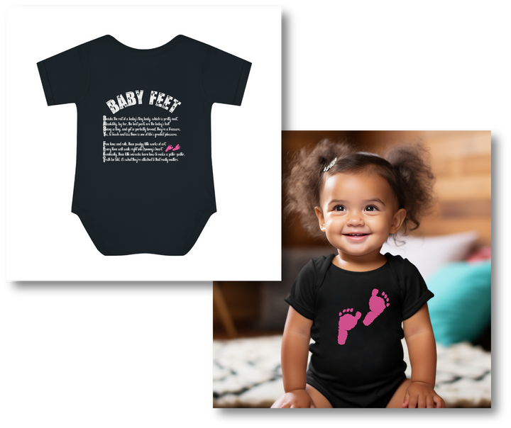 Baby Steps "Baby Feet" Acrostic Poem Bodysuit - Pink Footprints