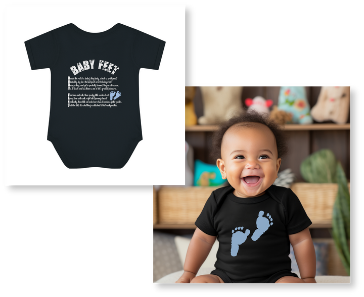 Baby Steps "Baby Feet" Acrostic Poem Bodysuit - Blue Footprints