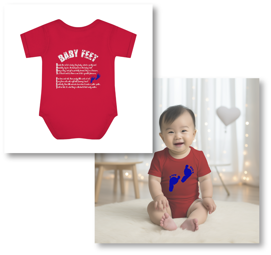 Baby Steps "Baby Feet" Acrostic Poem Bodysuit - Blue Footprints