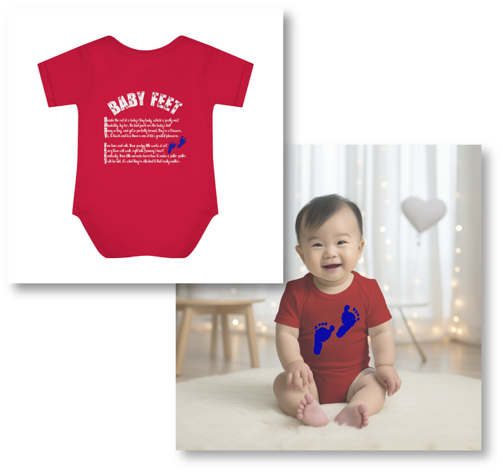 Baby Steps "Baby Feet" Acrostic Poem Bodysuit - Blue Footprints