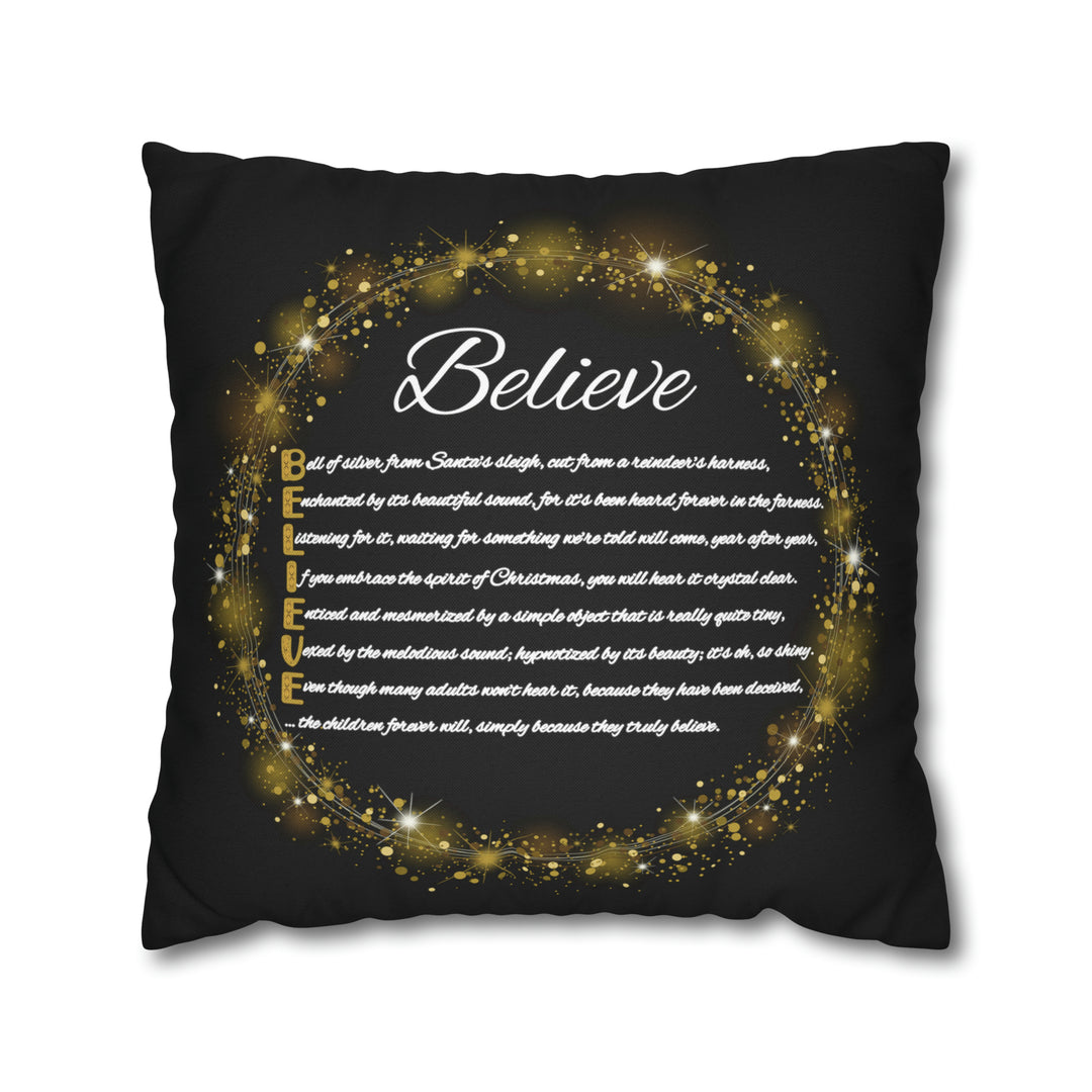 Pillow Case Cover with Acrostic Poem from "Learn, Lead, Believe" Collection Holiday, Spelling out "Believe" . Christmas Decor or Gift.