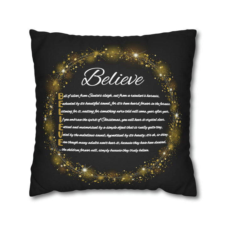 Pillow Case Cover with Acrostic Poem from "Learn, Lead, Believe" Collection Holiday, Spelling out "Believe" . Christmas Decor or Gift.
