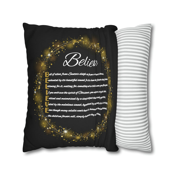 Pillow Case Cover with Acrostic Poem from "Learn, Lead, Believe" Collection Holiday, Spelling out "Believe" . Christmas Decor or Gift.