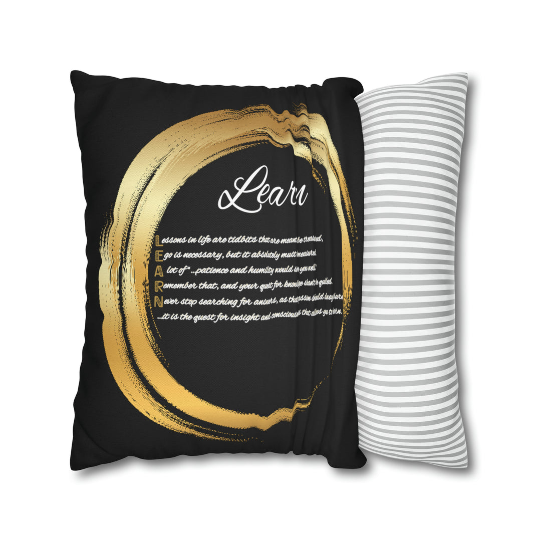 Pillow Case Cover with Acrostic Poem from "Learn, Lead, Believe" Collection Holiday, Spelling Out Learng out "Learn". Christmas Decor or Gift.