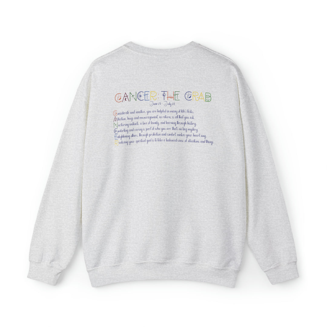 Astrology Sweatshirt with Acrostic Poem Spelling out "Cancer"