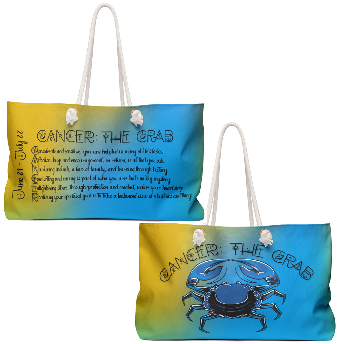Weekender Bag with Acrostic Poem Spelling out "Cancer"