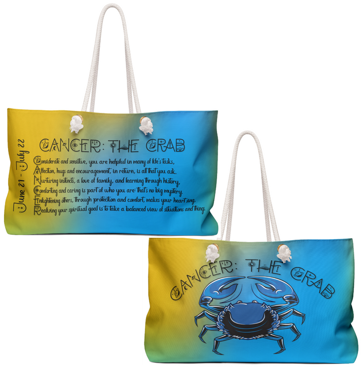 Weekender Bag with Acrostic Poem Spelling out "Cancer"