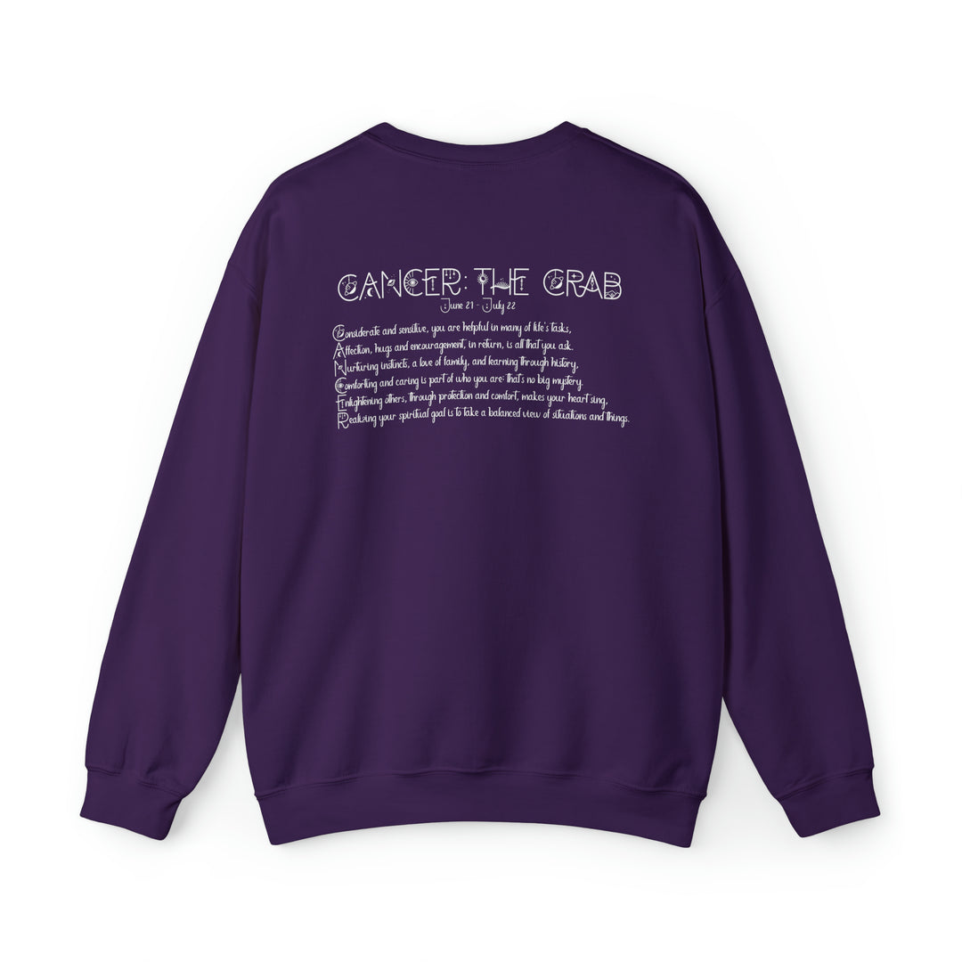 Astrology Sweatshirt with Acrostic Poem Spelling out "Cancer"