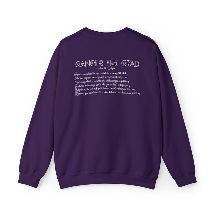 Astrology Sweatshirt with Acrostic Poem Spelling out "Cancer"