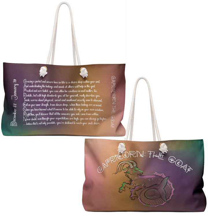 Weekender Bag with Acrostic Poem Spelling out "Capricorn"