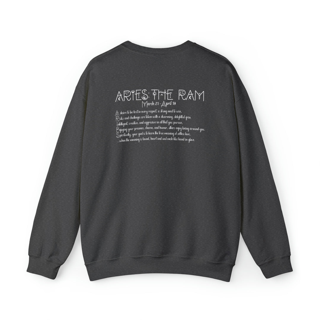 Astrology Sweatshirt with Acrostic Poem Spelling out "Aries"