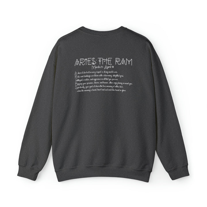 Astrology Sweatshirt with Acrostic Poem Spelling out "Aries"