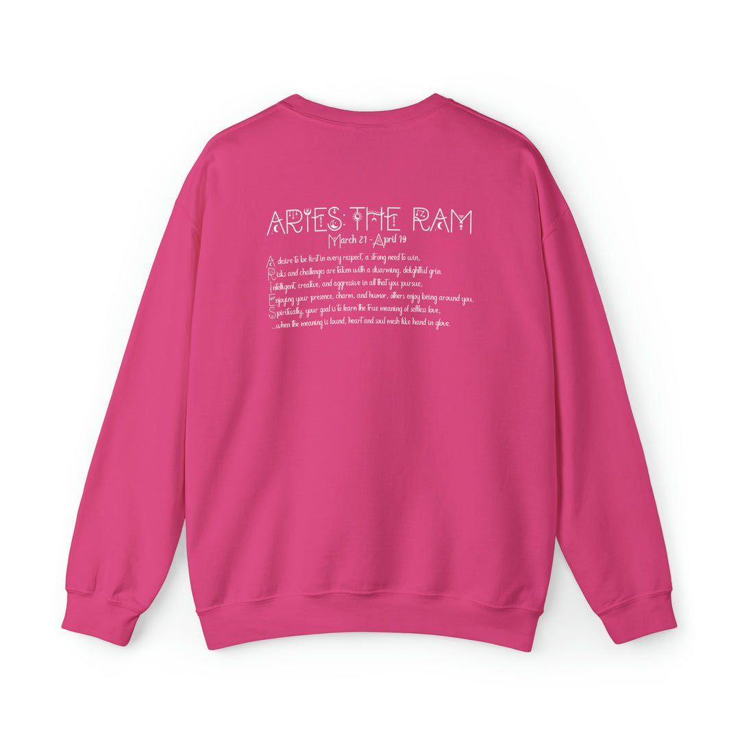 Astrology Sweatshirt with Acrostic Poem Spelling out "Aries"