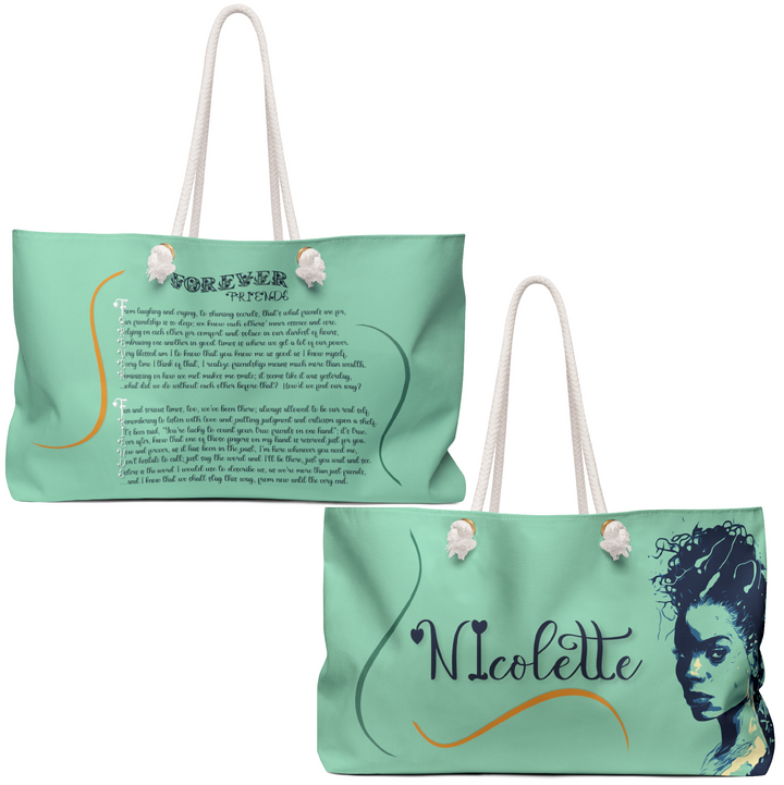 It's Just a Phrase  Weekender Tote Bag with Acrostic Poem Spelling Out "Forever Friends"