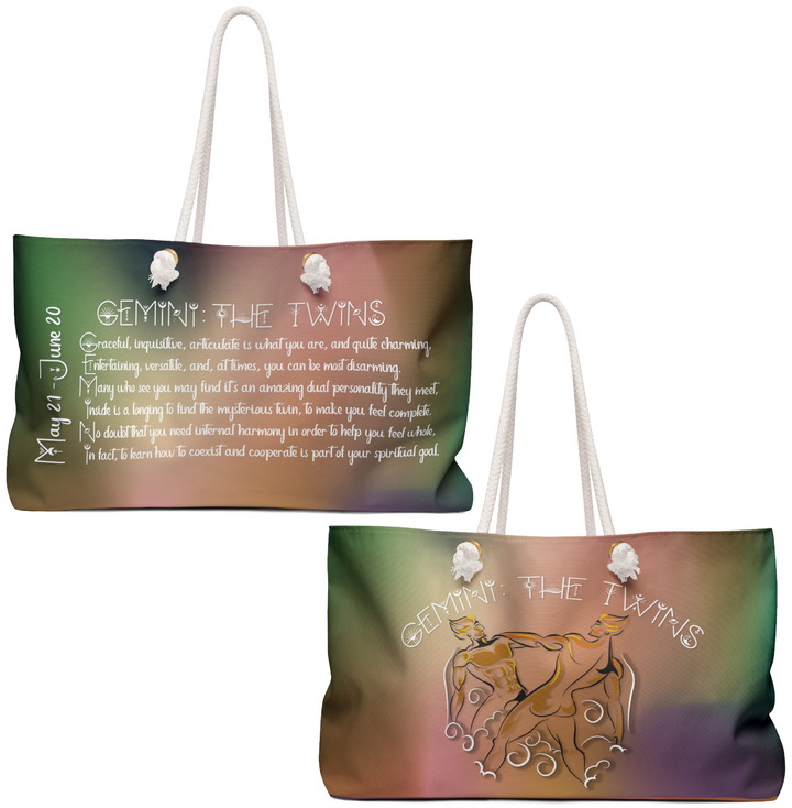 Weekender Bag with Acrostic Poem Spelling out "Gemini"