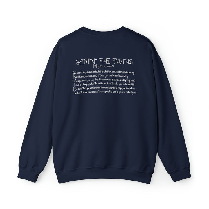 Astrology Sweatshirt with Acrostic Poem Spelling out "Gemini"