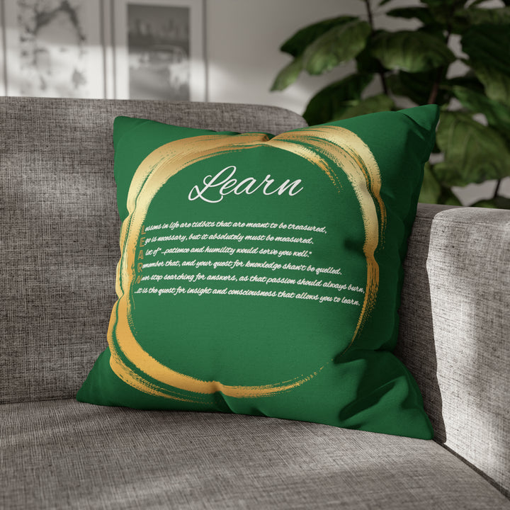 Pillow Case Cover with Acrostic Poem from "Learn, Lead, Believe" Collection Holiday, Spelling Out Learng out "Learn". Christmas Decor or Gift.