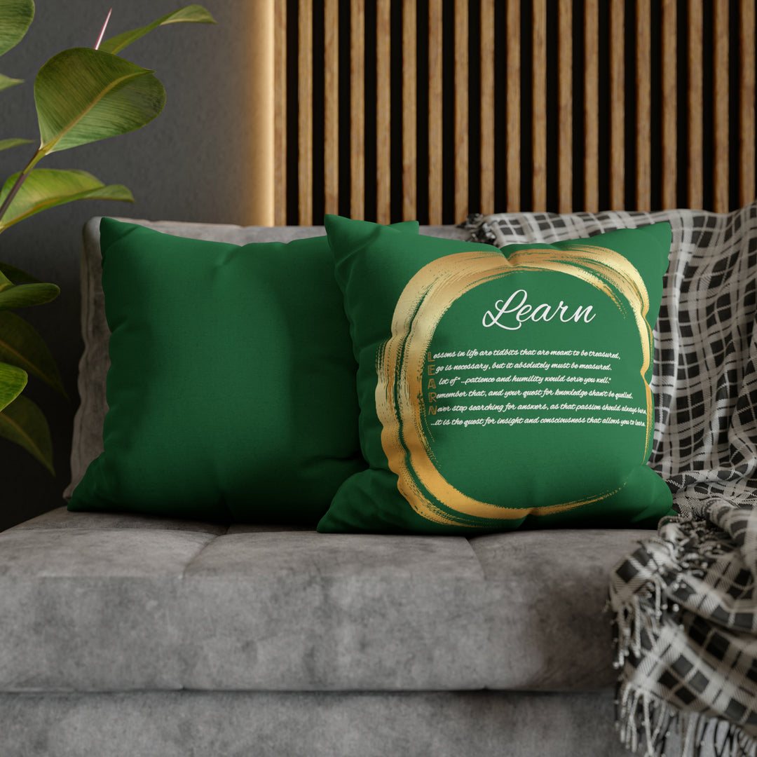 Pillow Case Cover with Acrostic Poem from "Learn, Lead, Believe" Collection Holiday, Spelling Out Learng out "Learn". Christmas Decor or Gift.