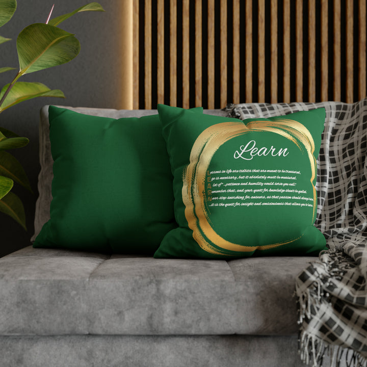Pillow Case Cover with Acrostic Poem from "Learn, Lead, Believe" Collection Holiday, Spelling Out Learng out "Learn". Christmas Decor or Gift.