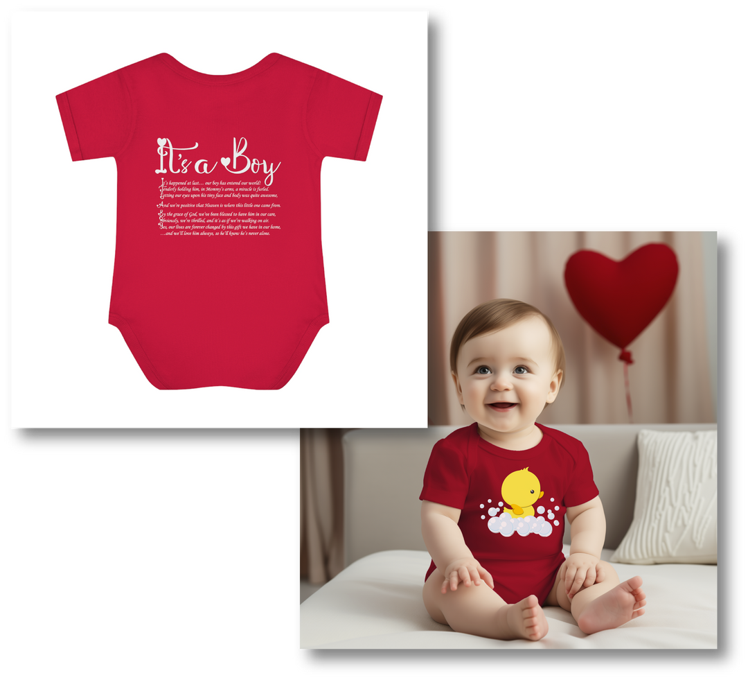 Baby Steps "It's a Boy" Acrostic Poem Bodysuit - Ducky Design