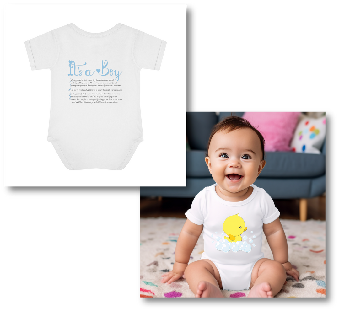 Baby Steps "It's a Boy" Acrostic Poem Bodysuit - Ducky Design