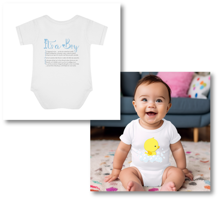 Baby Steps "It's a Boy" Acrostic Poem Bodysuit - Ducky Design