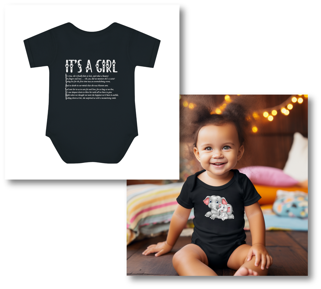 Baby Steps "It's a Girl" Acrostic Poem Bodysuit - Mommy & Baby Elephant