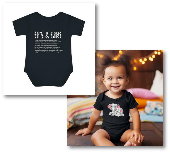 Baby Steps "It's a Girl" Acrostic Poem Bodysuit - Mommy & Baby Elephant