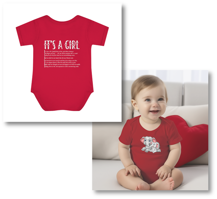 Baby Steps "It's a Girl" Acrostic Poem Bodysuit - Mommy & Baby Elephant