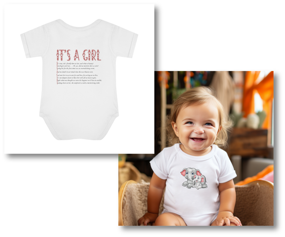 Baby Steps "It's a Girl" Acrostic Poem Bodysuit - Mommy & Baby Elephant