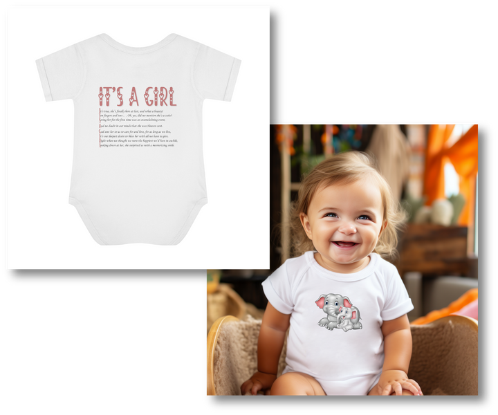 Baby Steps "It's a Girl" Acrostic Poem Bodysuit - Mommy & Baby Elephant
