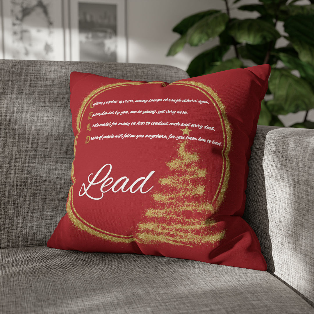 Pillow Case Cover with Acrostic Poem from "Learn, Lead, Believe" Collection Holiday, Spelling out "Believe" . Christmas Decor or Gift.